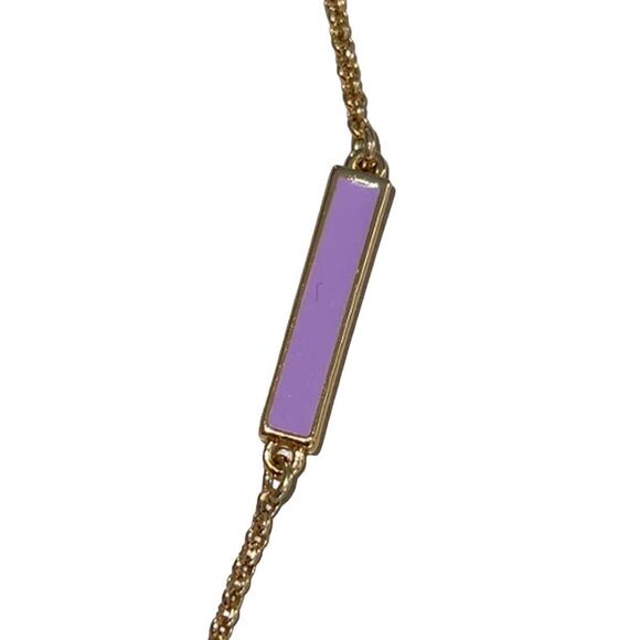 Kate Spade Purple Raising the Bar Gold Chain Long Necklace Pave Crystals - Picture 5 of 9